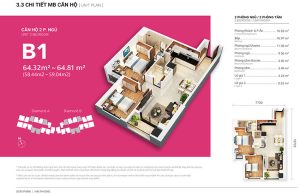 Mặt bằng tổng thể căn hộ 2 phòng ngủ Gem Park Hải Phòng