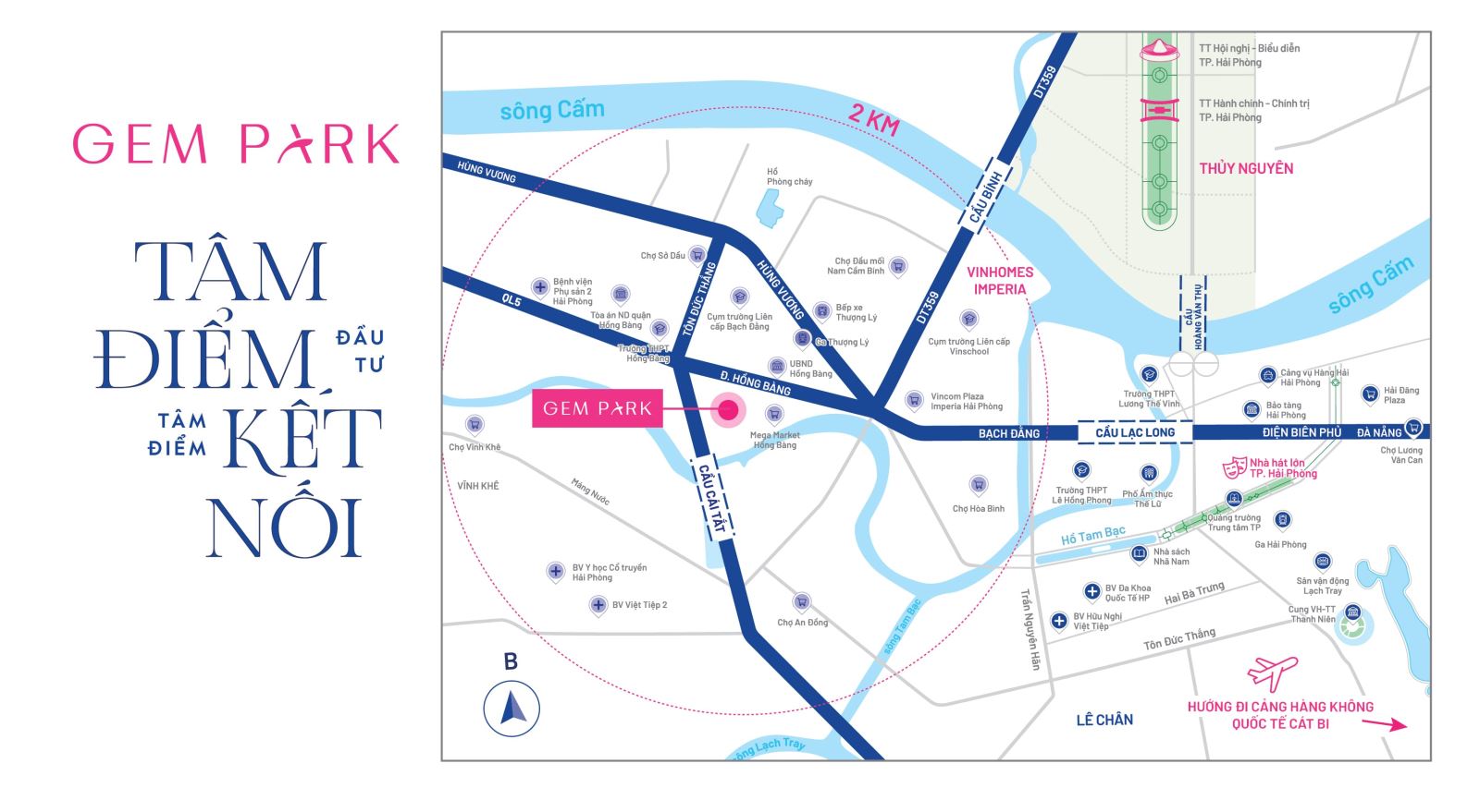 Vị trí chiến lược của căn hộ cho chuyên gia nước ngoài tại Gem Park Vị trí chiến lược của căn hộ cho chuyên gia nước ngoài tại Gem Park