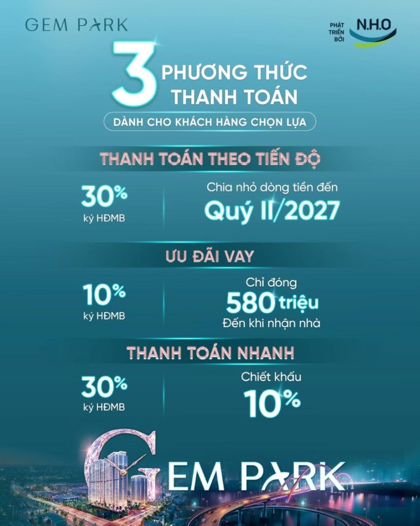 3 Phương thức thanh toán tại chung cư Gem Park Hải Phòng