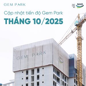 Cập nhật tiến độ thi công chung cư Gem Park Hải Phòng trong T10/2025: Sapphire chạm mốc tầng 21