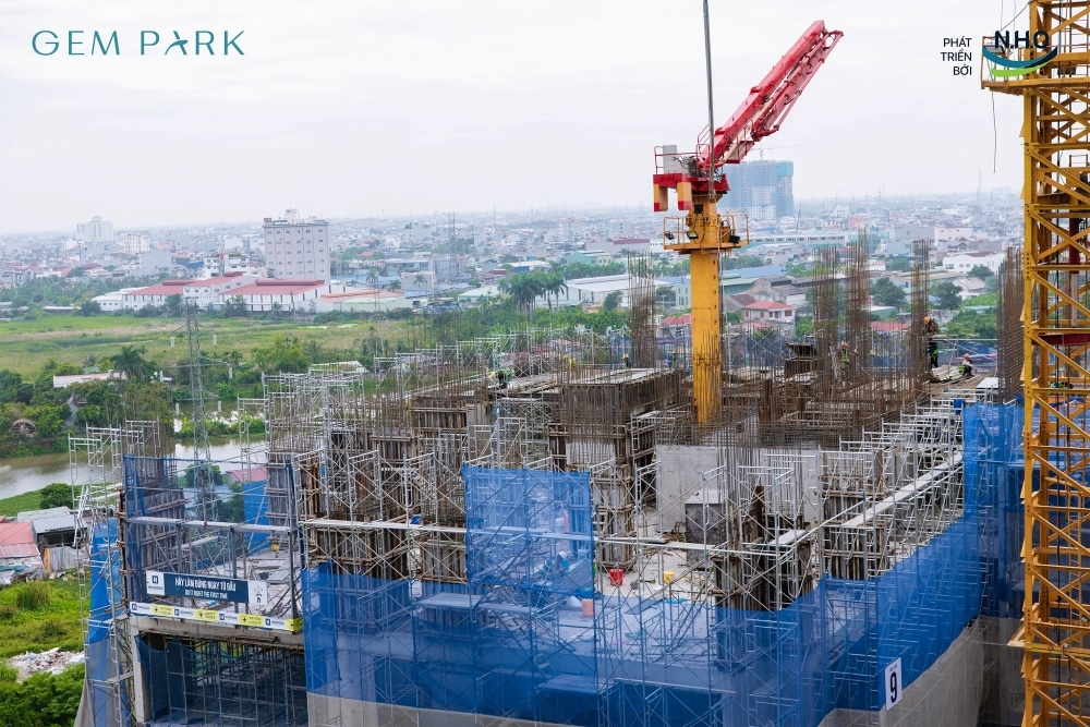 Chi tiết tiến độ thi công chung cư Gem Park trong T10/2025 đối với từng tòa