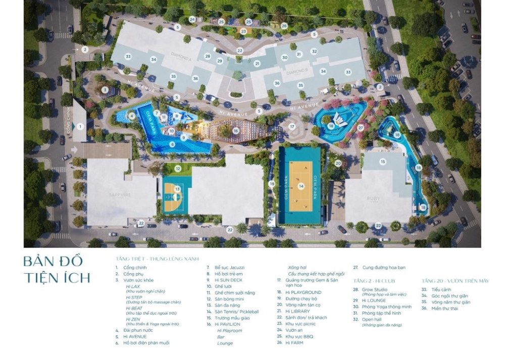 Mặt bằng và hệ tiện ích tại chung cư Gem Park Hải Phòng